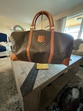 Celine Brown Monogram & Tan Leather Duffel